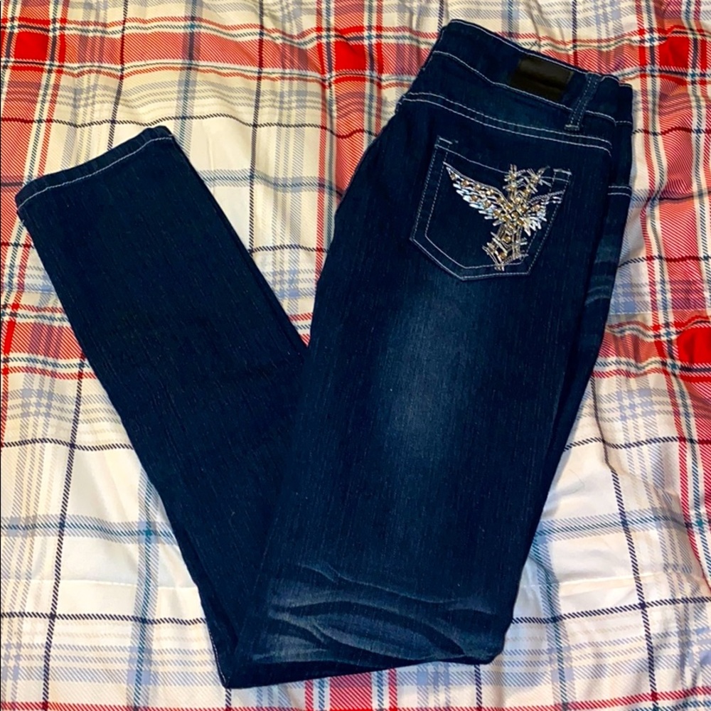 Dark wash women jeans.